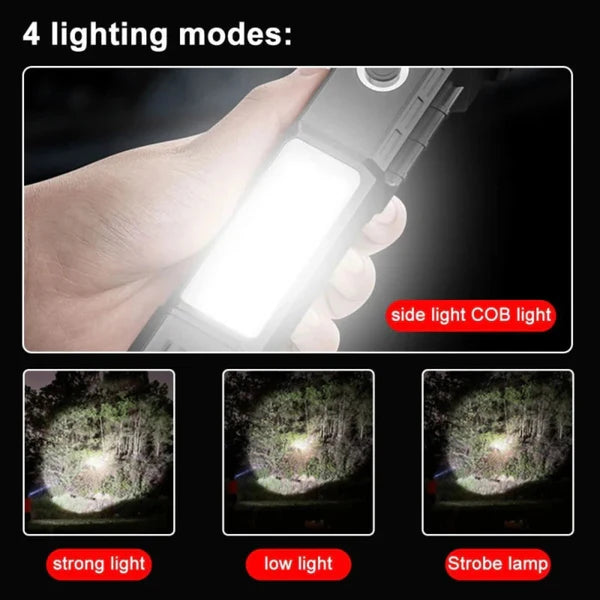 Multifunctional LED Flashlight | Power Bank & Safety Hammer