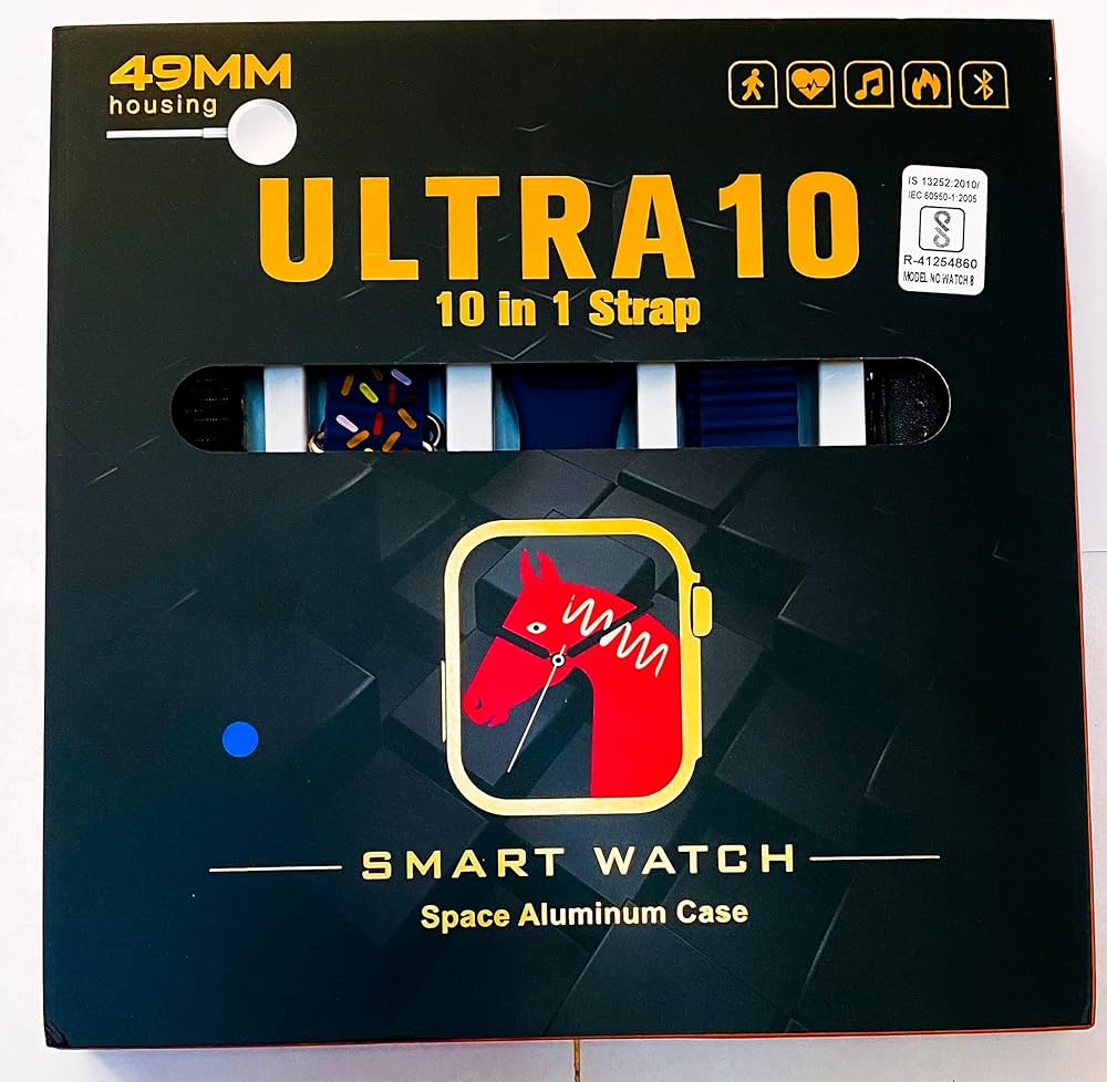Ultra 10 Ultra Smartwatch – 10-in-1 Strap Set with Watch Cover (49mm Dial)