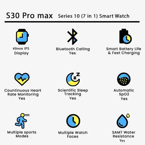 S30 ProMax Series 10 Smart Watch with 7 Different Straps