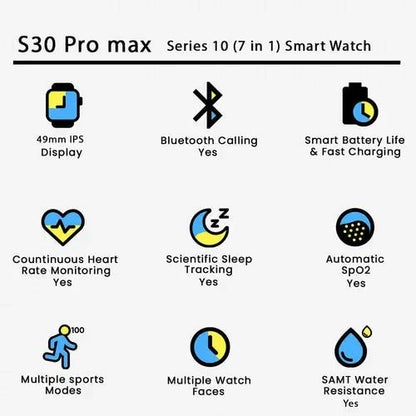 S30 ProMax Series 10 Smart Watch with 7 Different Straps