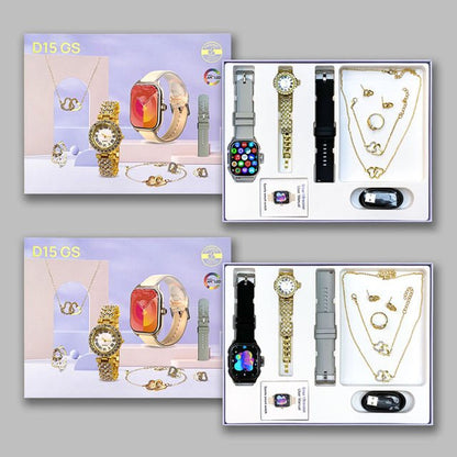 D15 GS Ladies Smartwatch & Jewelry Luxury Gift Set 8 in 1